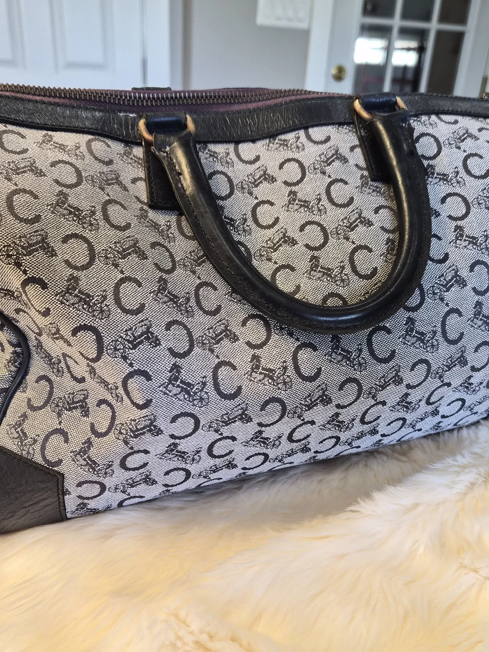 Celine Cream & Black Monogram Travel Duffle - Picture 8 of 14